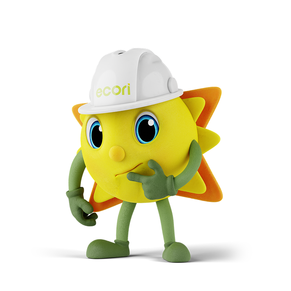 Sol com formato de estrela usando capacete branco apontando para a esquerda